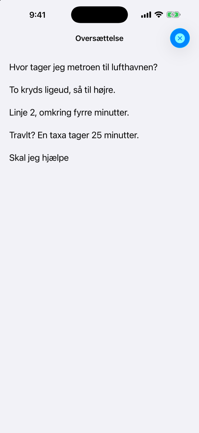 Den danske oversættelse fylder skærmen