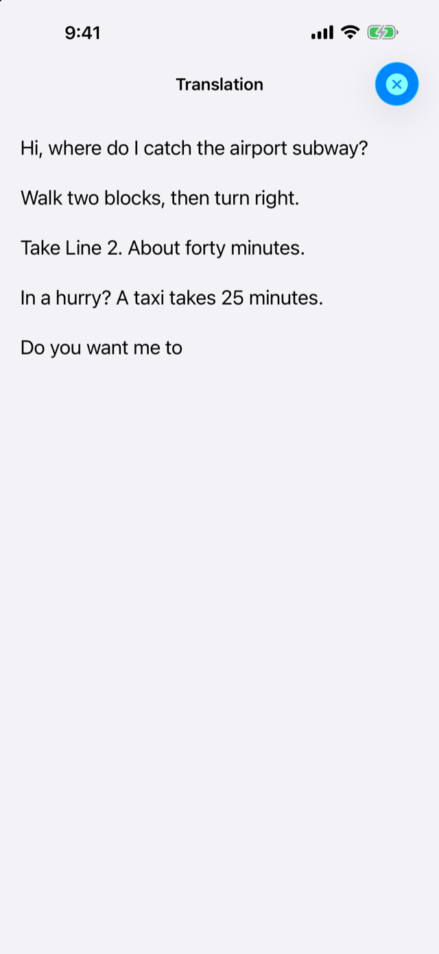 English translation filling the screen