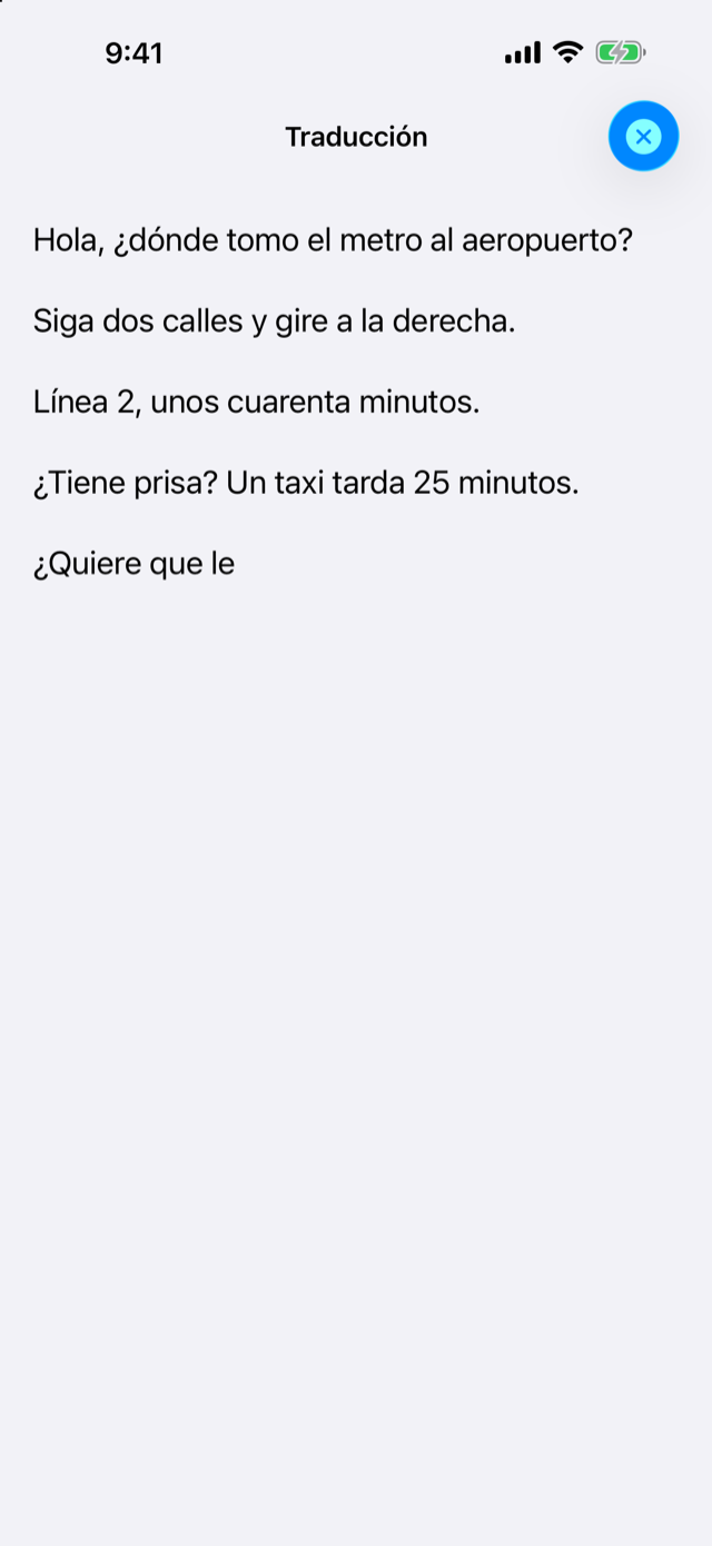 La traducción al español ocupa la pantalla
