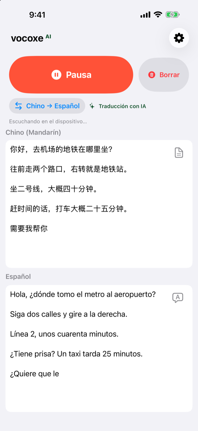Escuchando indicaciones, chino junto al español