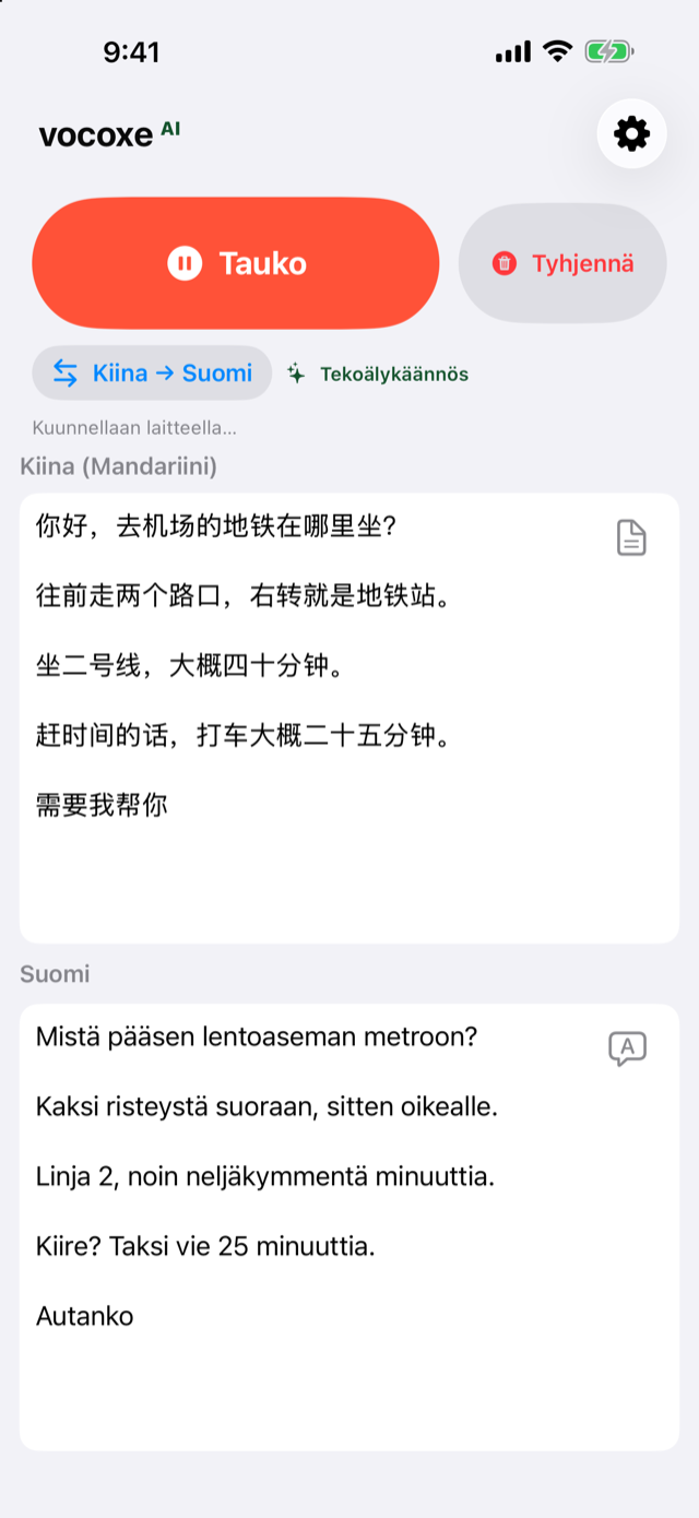 Ohjeiden kuuntelu, kiina suomen vieressä