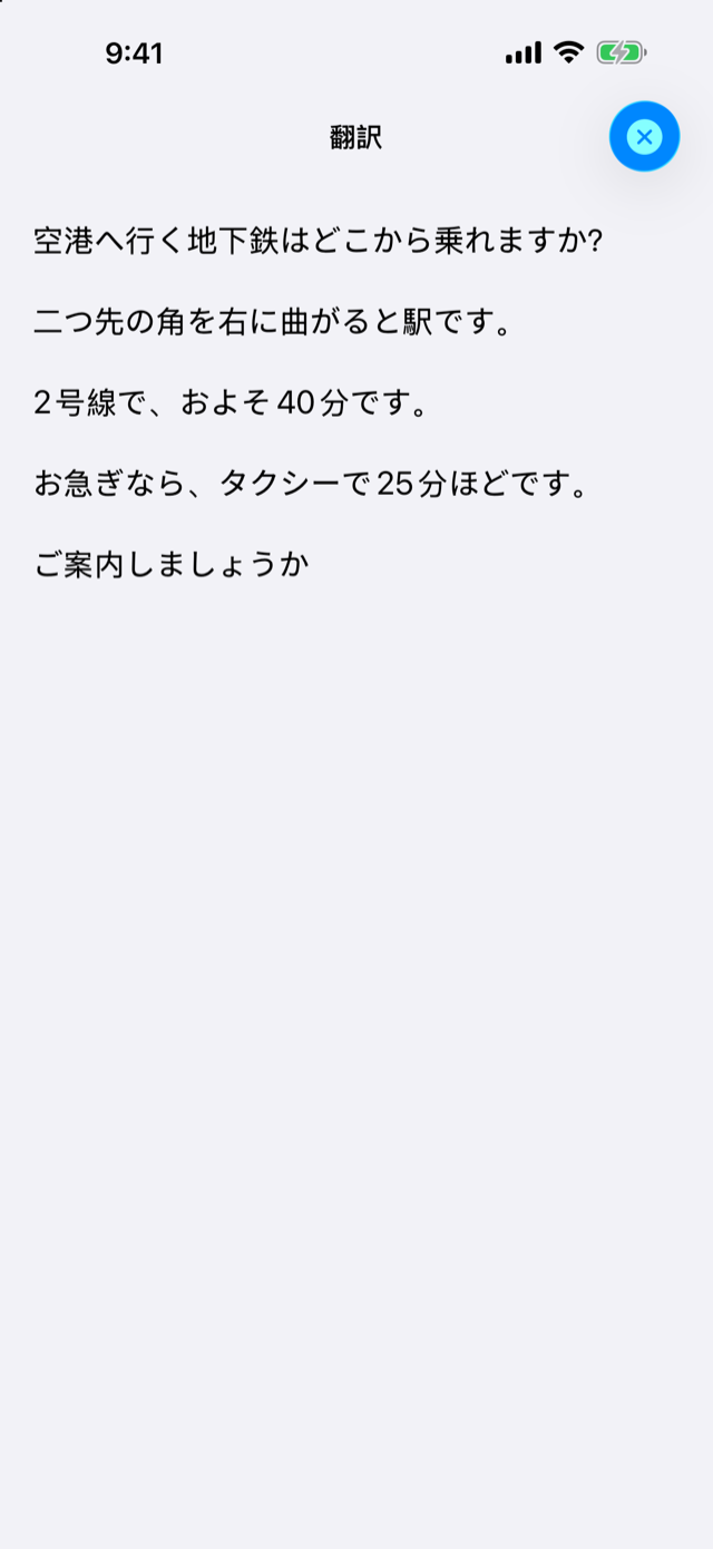 日本語の翻訳が画面いっぱいに表示されている